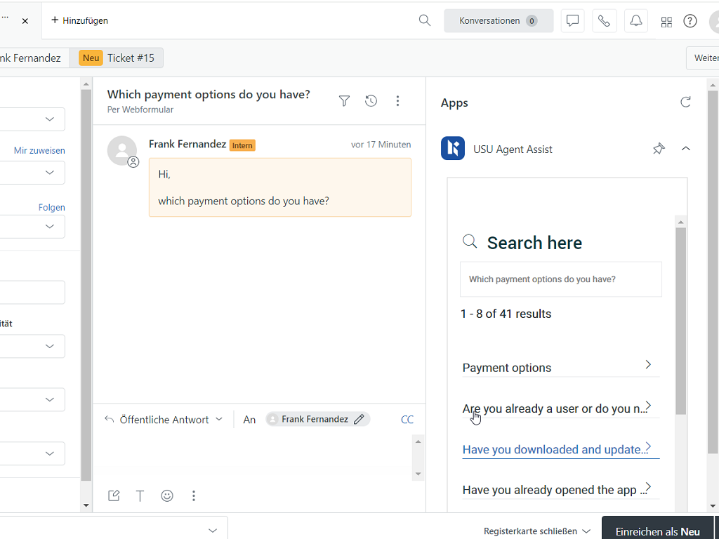 USU Agent Assist screenshot 1
